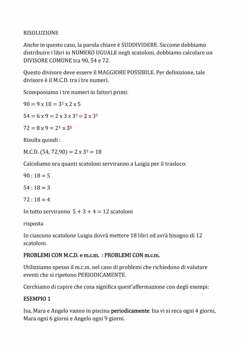 PROBLEMI CON M.C.D. e m.c.m.
Utilizzando i concetti di massimo comune divisore (M.C.D.) e di minimo comune
multiplo (m.c.m.) possiamo risolv