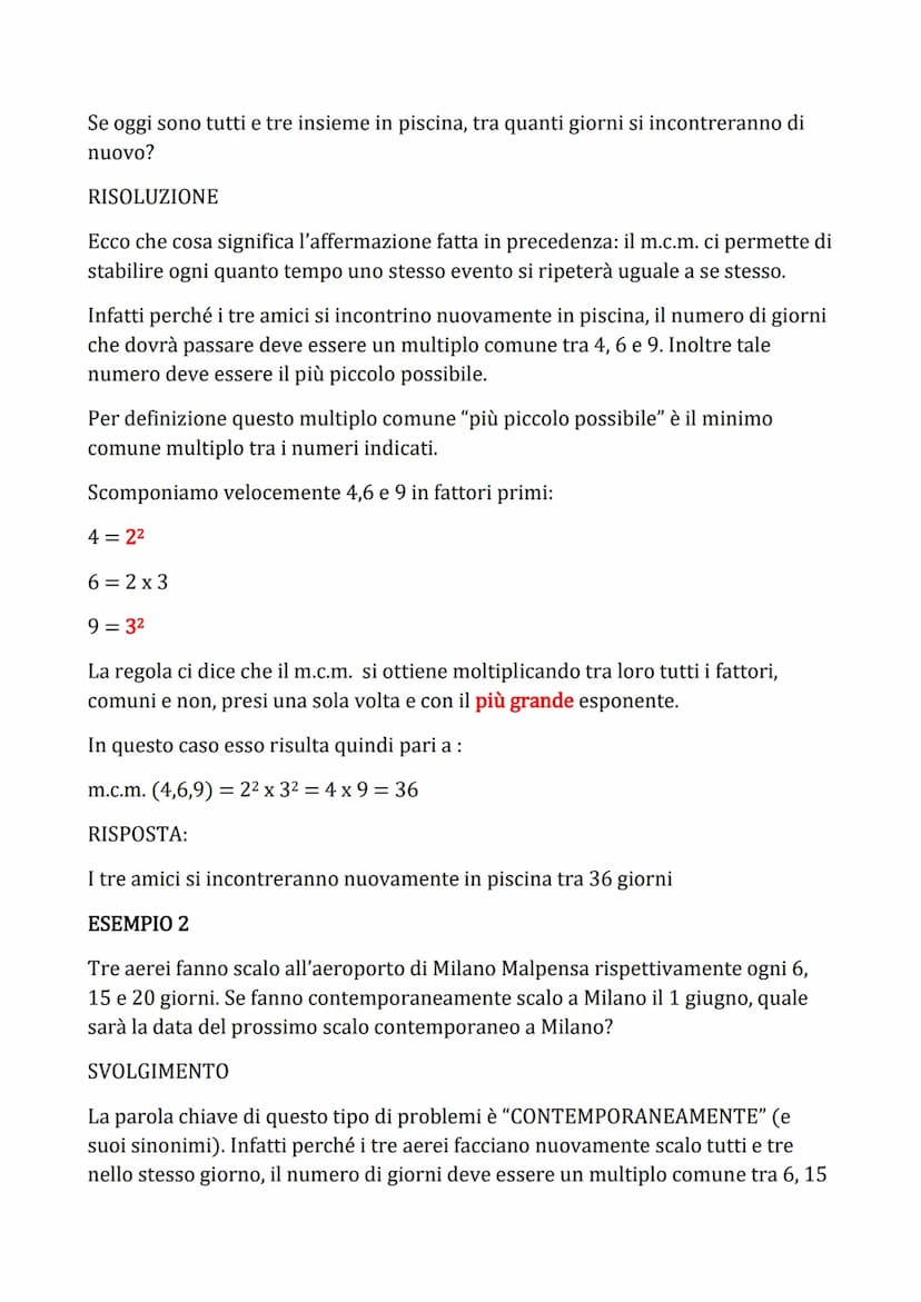 PROBLEMI CON M.C.D. e m.c.m.
Utilizzando i concetti di massimo comune divisore (M.C.D.) e di minimo comune
multiplo (m.c.m.) possiamo risolv