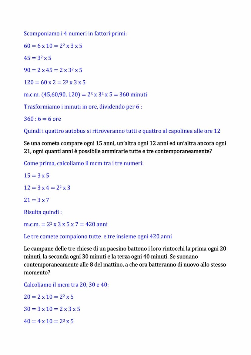 PROBLEMI CON M.C.D. e m.c.m.
Utilizzando i concetti di massimo comune divisore (M.C.D.) e di minimo comune
multiplo (m.c.m.) possiamo risolv