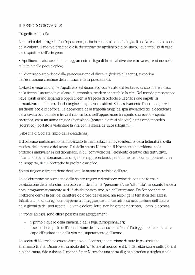NIETZSCHE
È lo spartiacque tra la filosofia tradizionale e il pensiero del 1900. È il filosofo più asistematico nella
storia della filosofia