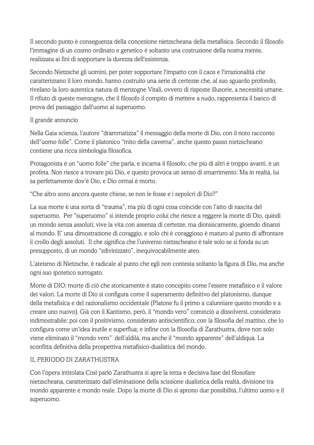 NIETZSCHE
È lo spartiacque tra la filosofia tradizionale e il pensiero del 1900. È il filosofo più asistematico nella
storia della filosofia