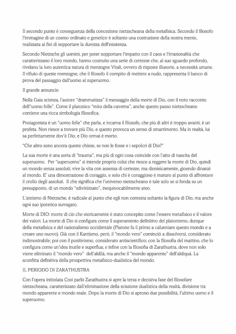 NIETZSCHE
È lo spartiacque tra la filosofia tradizionale e il pensiero del 1900. È il filosofo più asistematico nella
storia della filosofia
