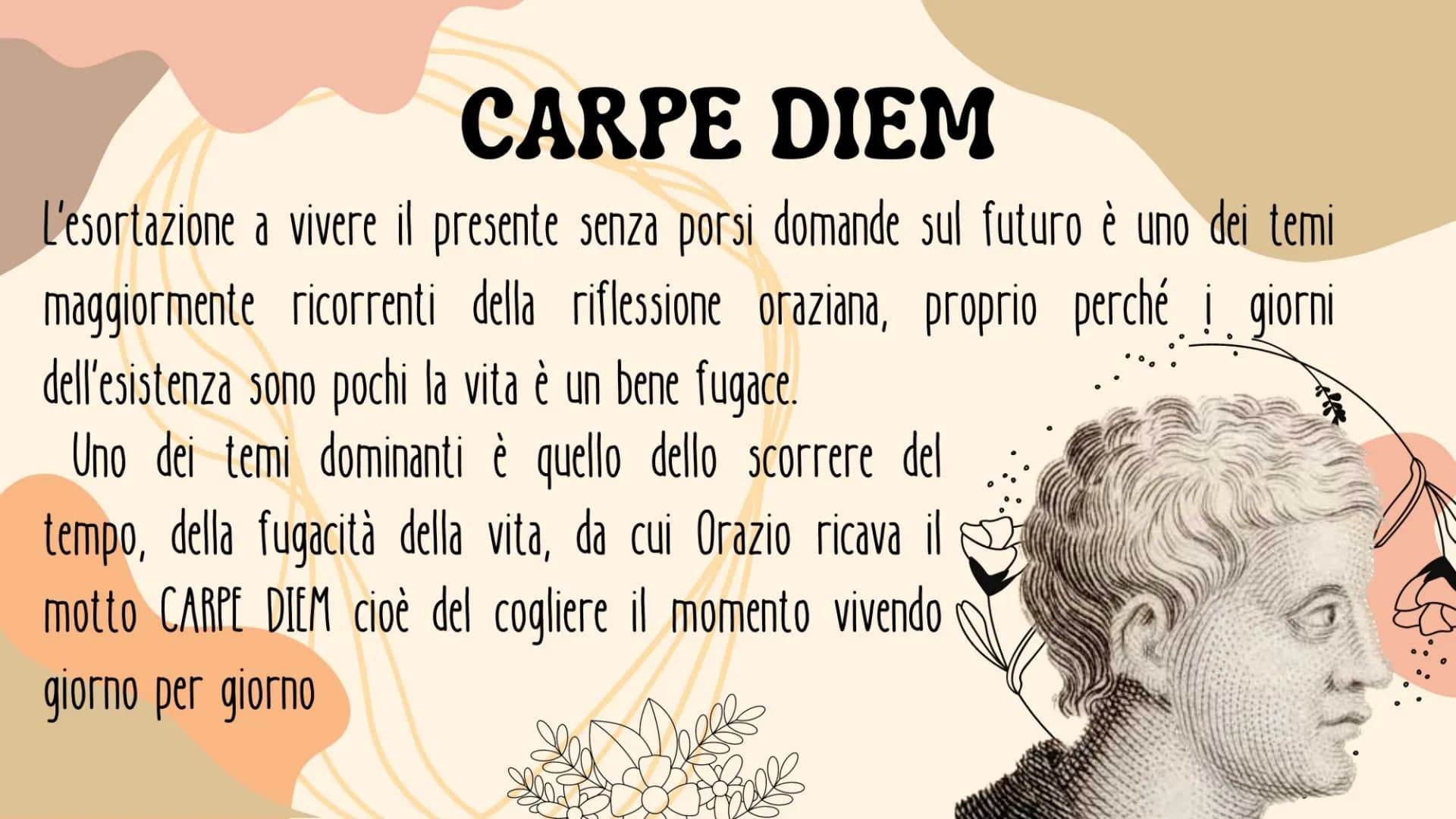 ORAZIO
BEATRICE FLAMMINI LA VITA
Nasce a Venosa l'8 dicembre del 65 a.C. da una famiglia di umili origini
● Si trasferisce a Roma con il pad