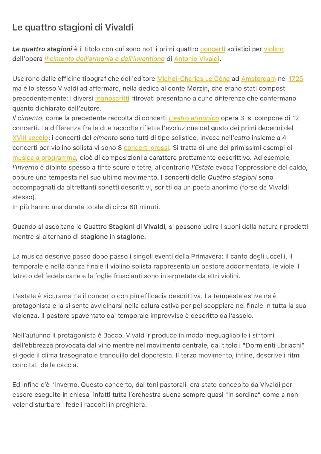 Le quattro stagioni di Vivaldi: Spiegazione per Bambini e Scuola Media