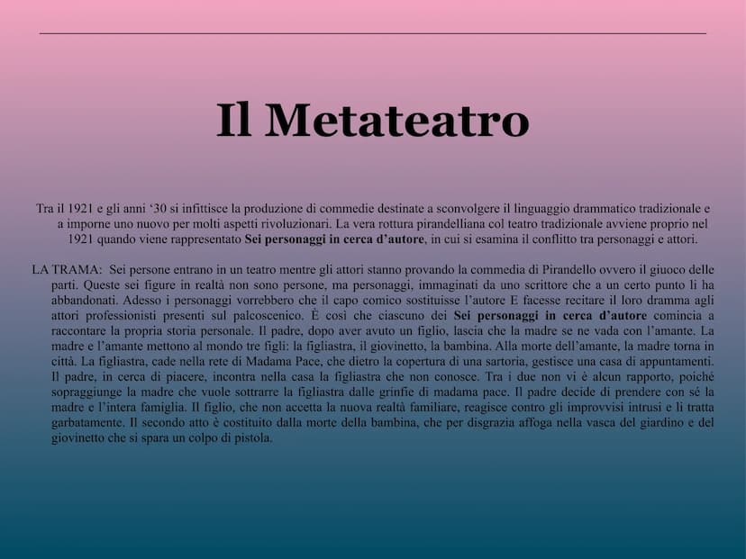 Il teatro di Pirandello
M Le fasi della produzione teatrale
La produzione teatrale pirandelliana si sviluppa in un arco temporale che va dag