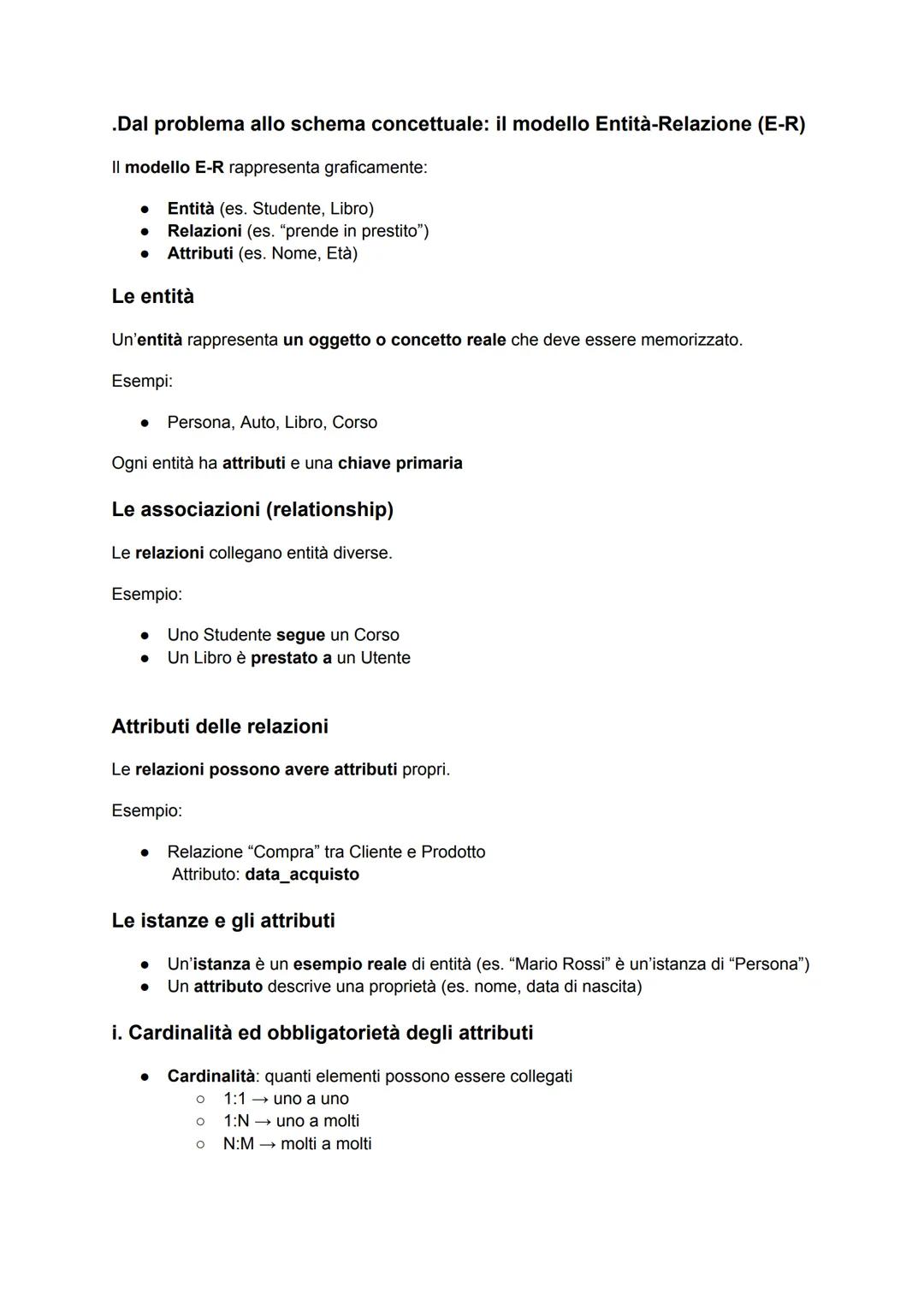 RIPASSO DI INFORMATICA PER MATURITA'
Un database (o base di dati) è un insieme organizzato di dati strutturati e correlati tra loro,
che ven