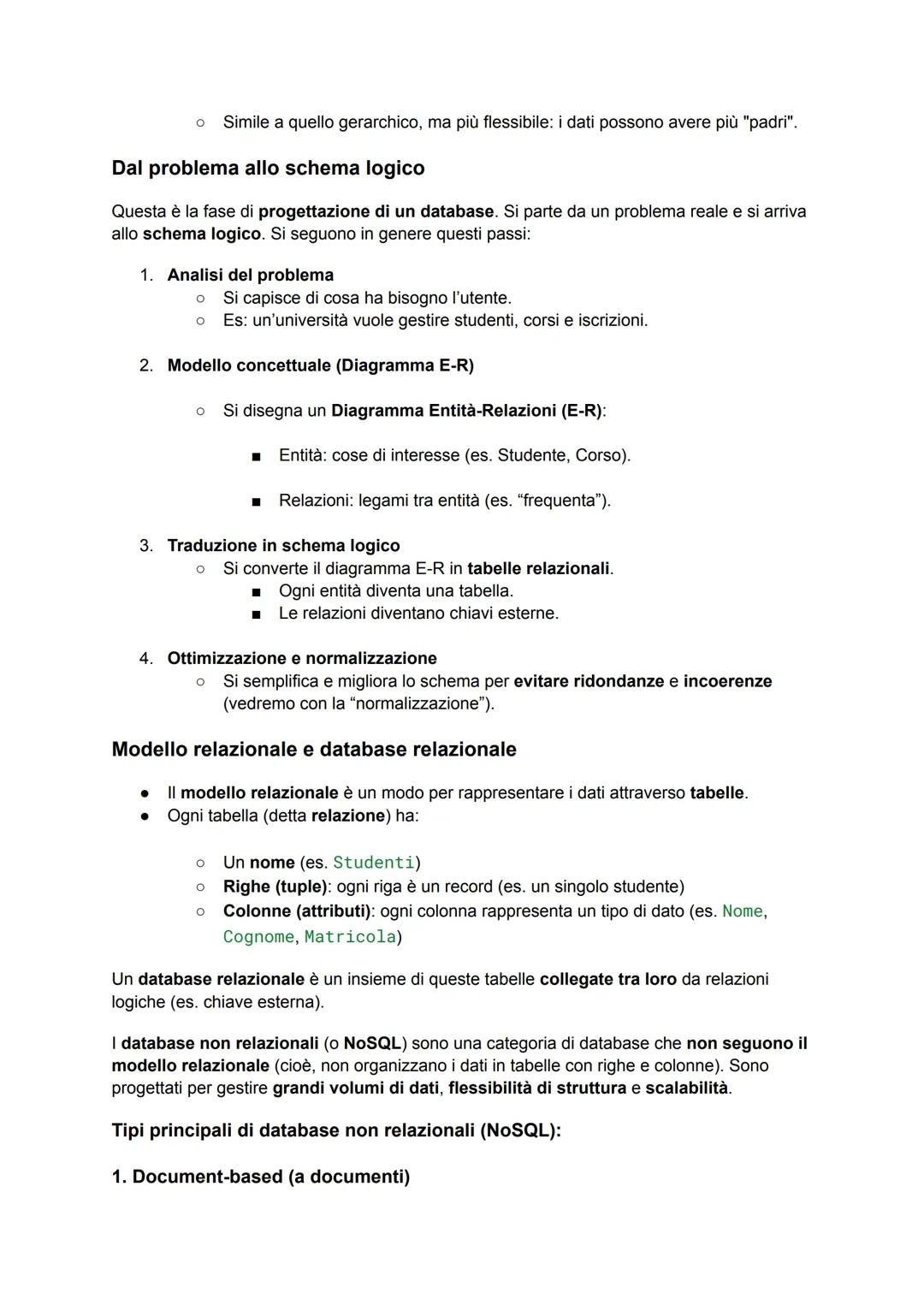 RIPASSO DI INFORMATICA PER MATURITA'
Un database (o base di dati) è un insieme organizzato di dati strutturati e correlati tra loro,
che ven