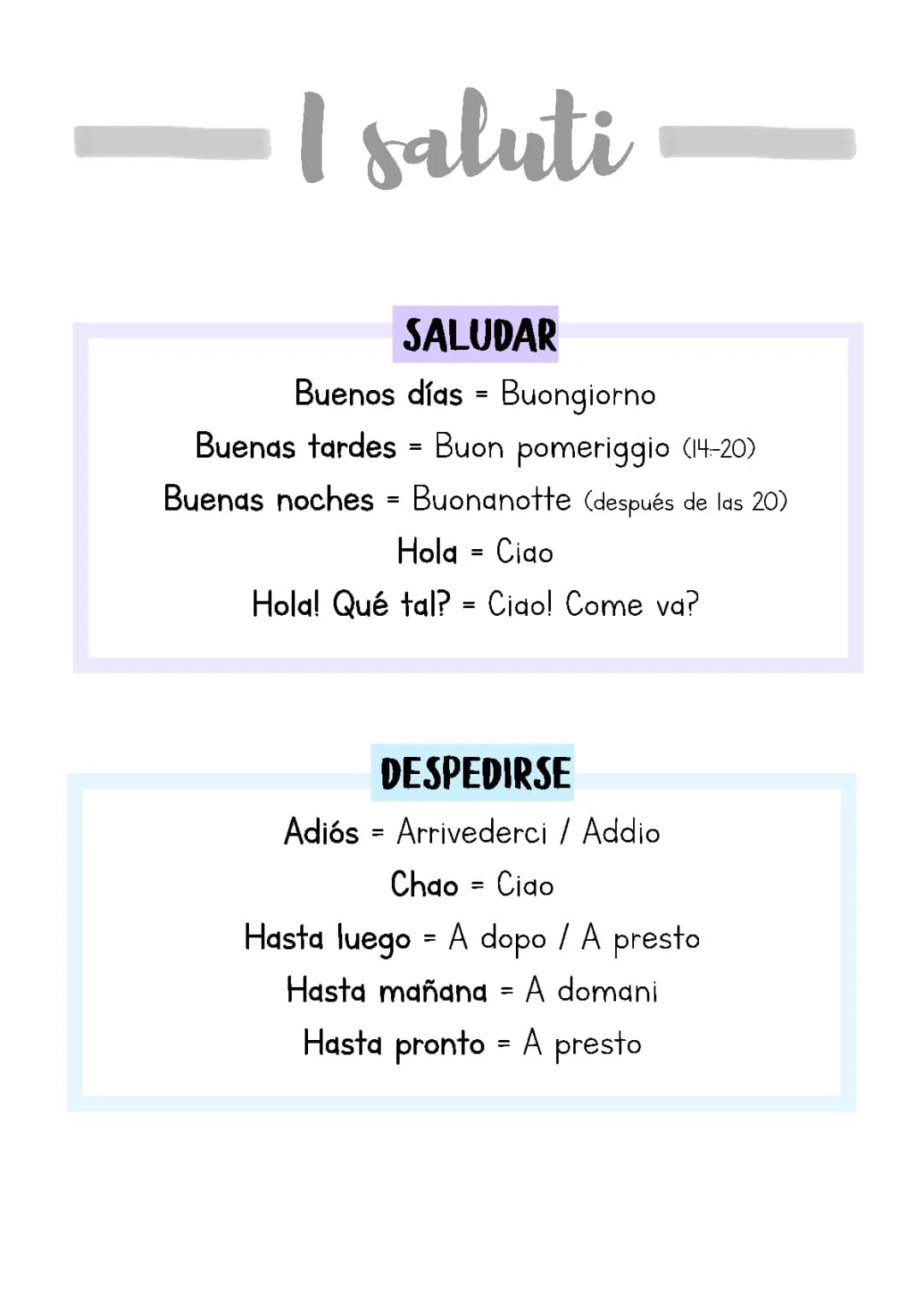 I saluti