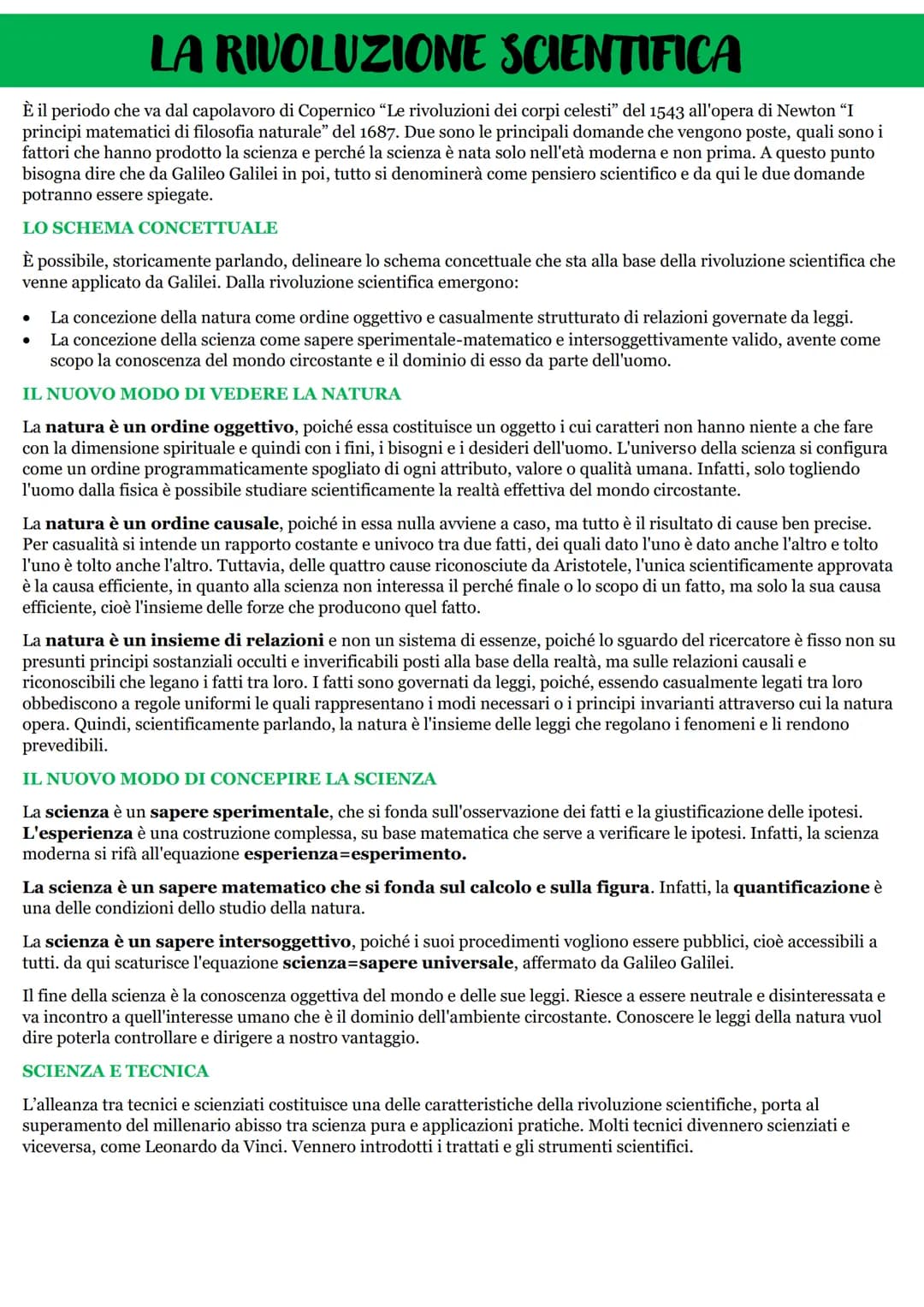 LA RIVOLUZIONE SCIENTIFICA
È il periodo che va dal capolavoro di Copernico "Le rivoluzioni dei corpi celesti" del 1543 all'opera di Newton "