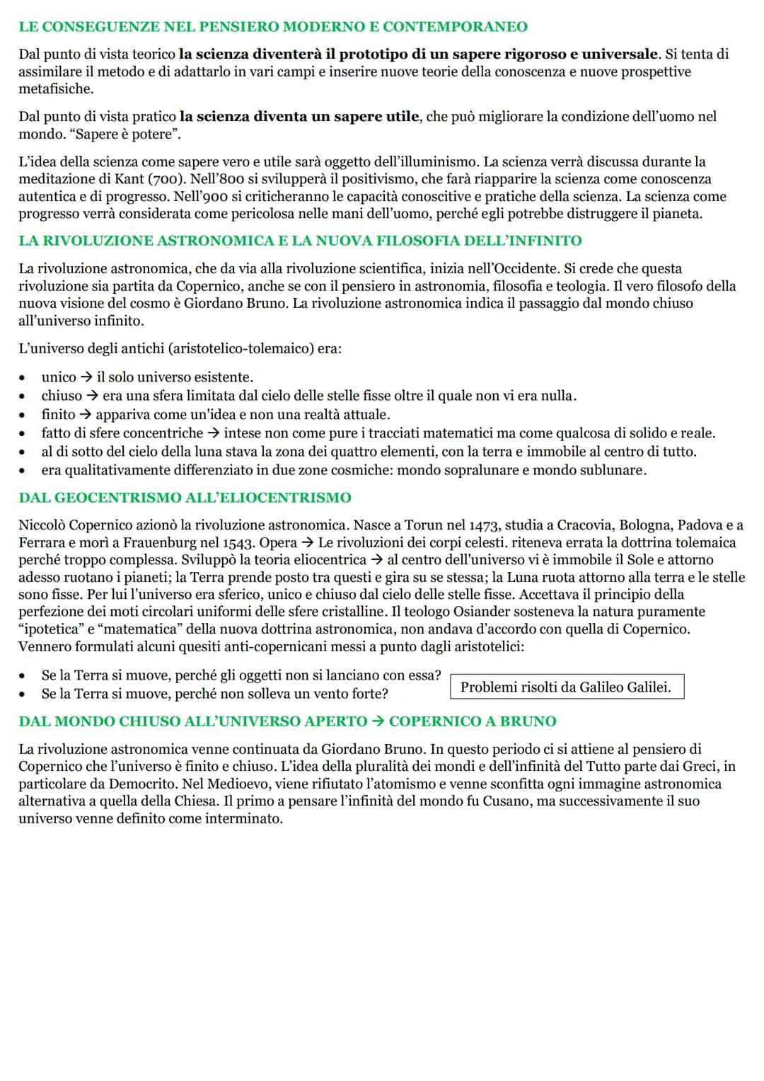 La Rivoluzione Scientifica del '600: Galileo Galilei e Francesco Bacone - Riassunto e PDF