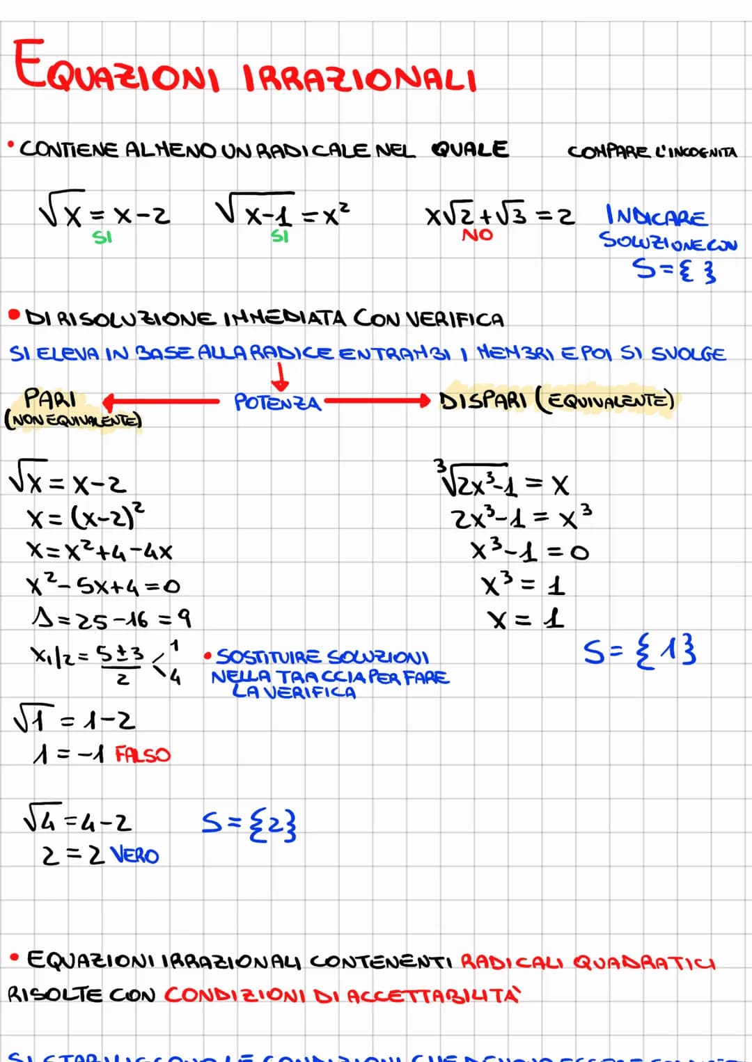 
<p>Irrational equations contain at least one radical. These equations can be solved by immediately verifying if the given equation is odd o