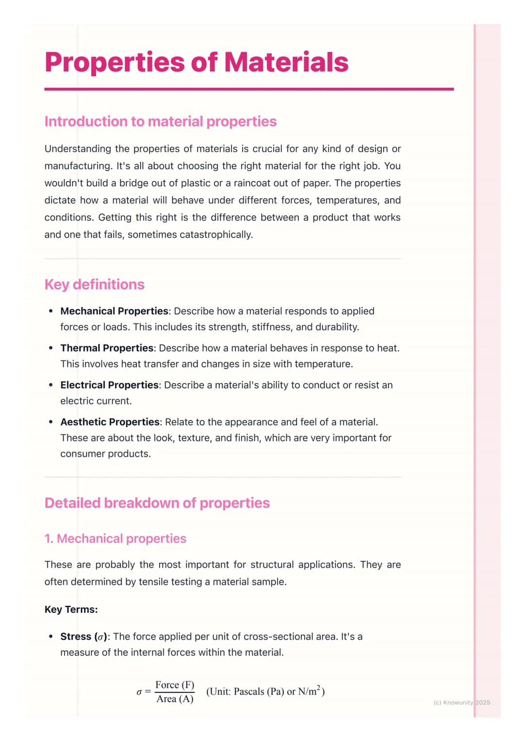 # Properties of Materials

## Introduction to material properties

Understanding the properties of materials is crucial for any kind of desi