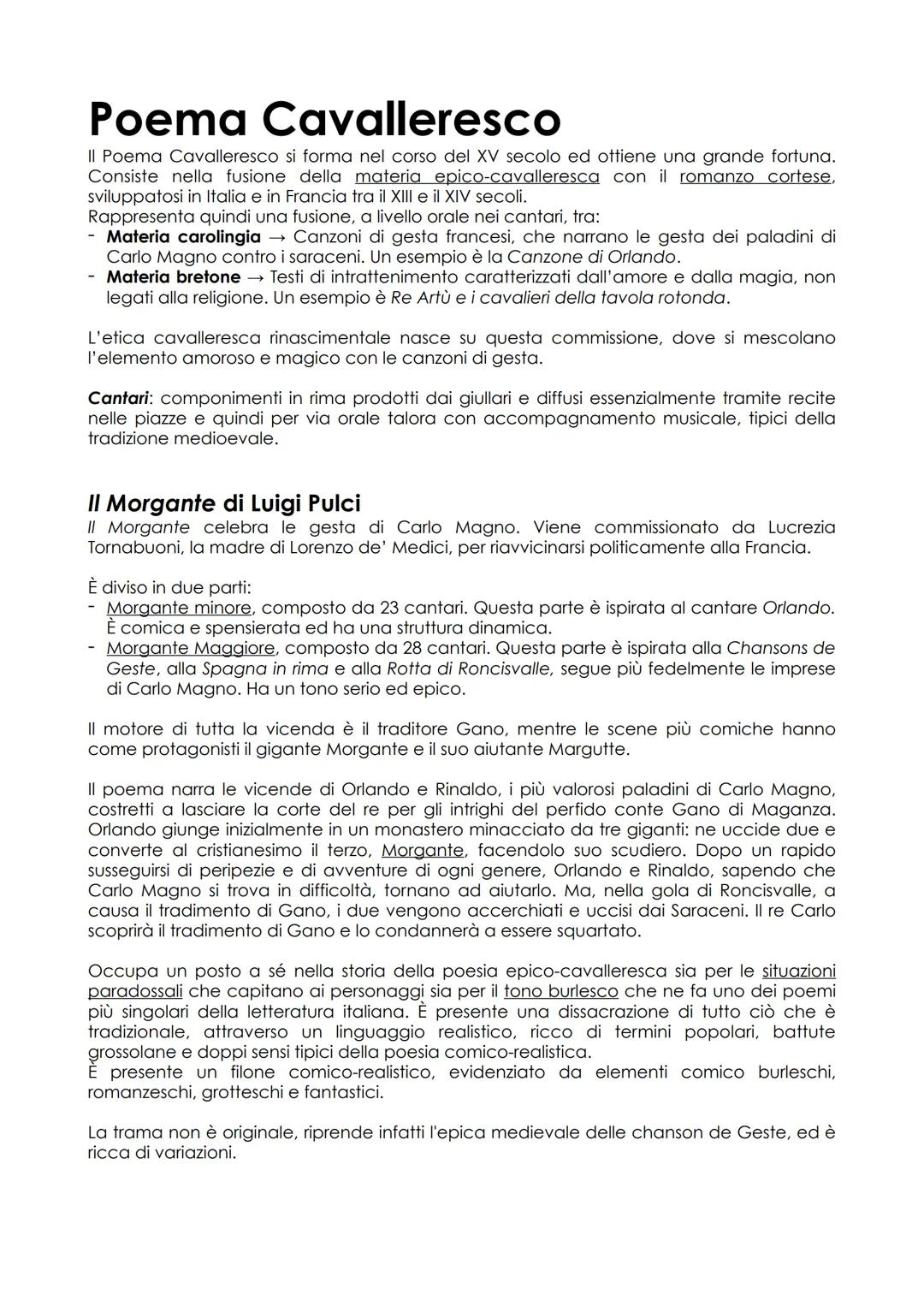 # Poema Cavalleresco

II Poema Cavalleresco si forma nel corso del XV secolo ed ottiene una grande fortuna.
Consiste nella fusione della mat