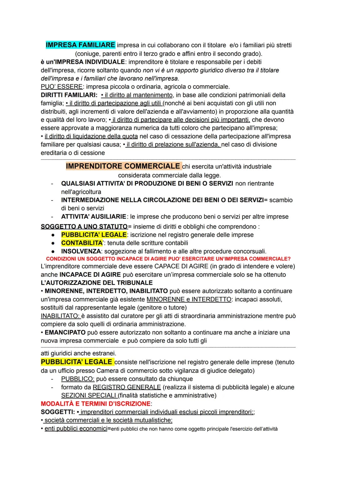 L'IMPRENDITORE
colui che esercita professionalmente un'attività economica organizzata al fine della
produzione o dello scambio di beni o di 