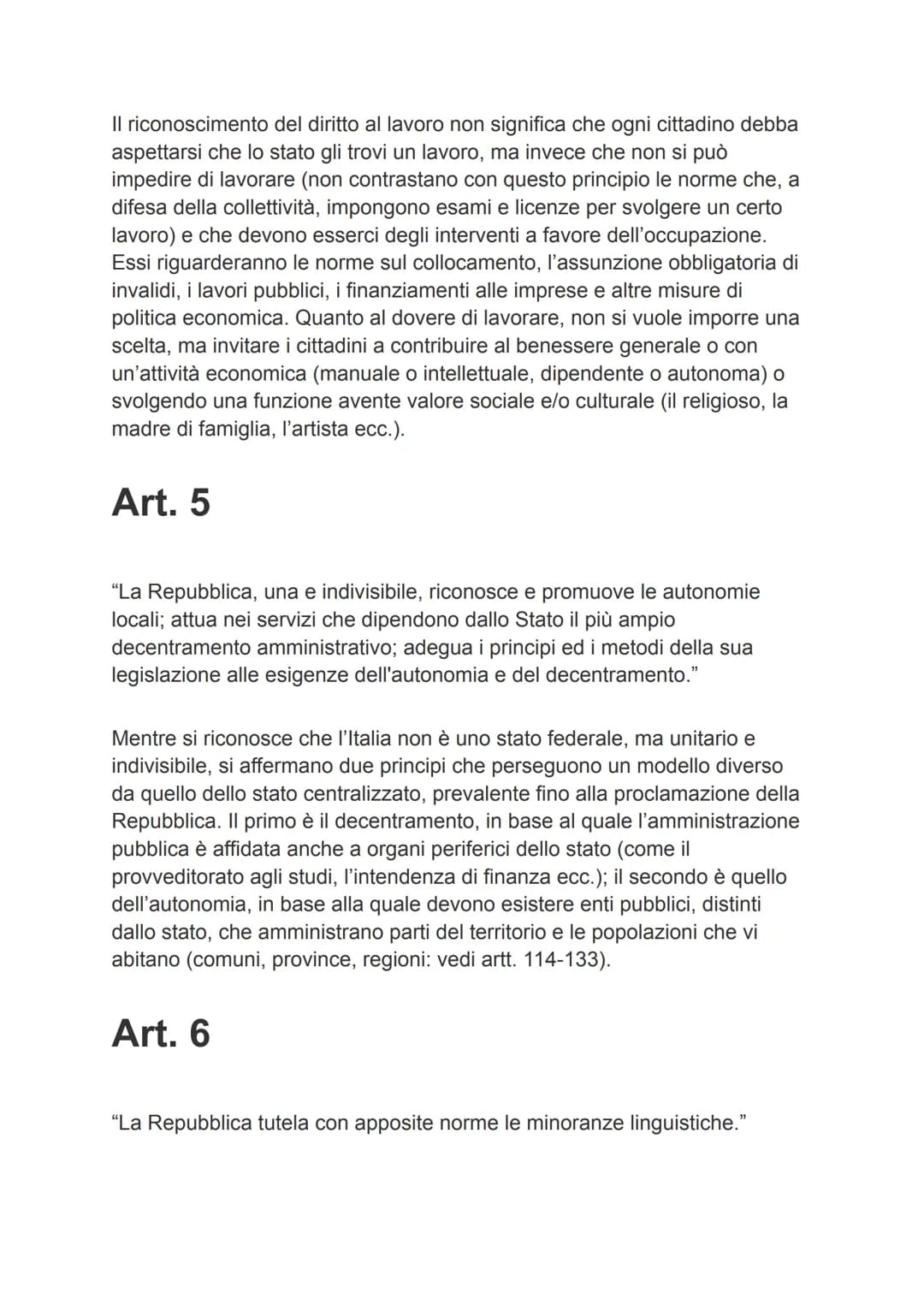 La costituzione
Principi fondamentali
Art. 1
"L'Italia è una Repubblica democratica, fondata sul lavoro.La sovranità
appartiene al popolo, c