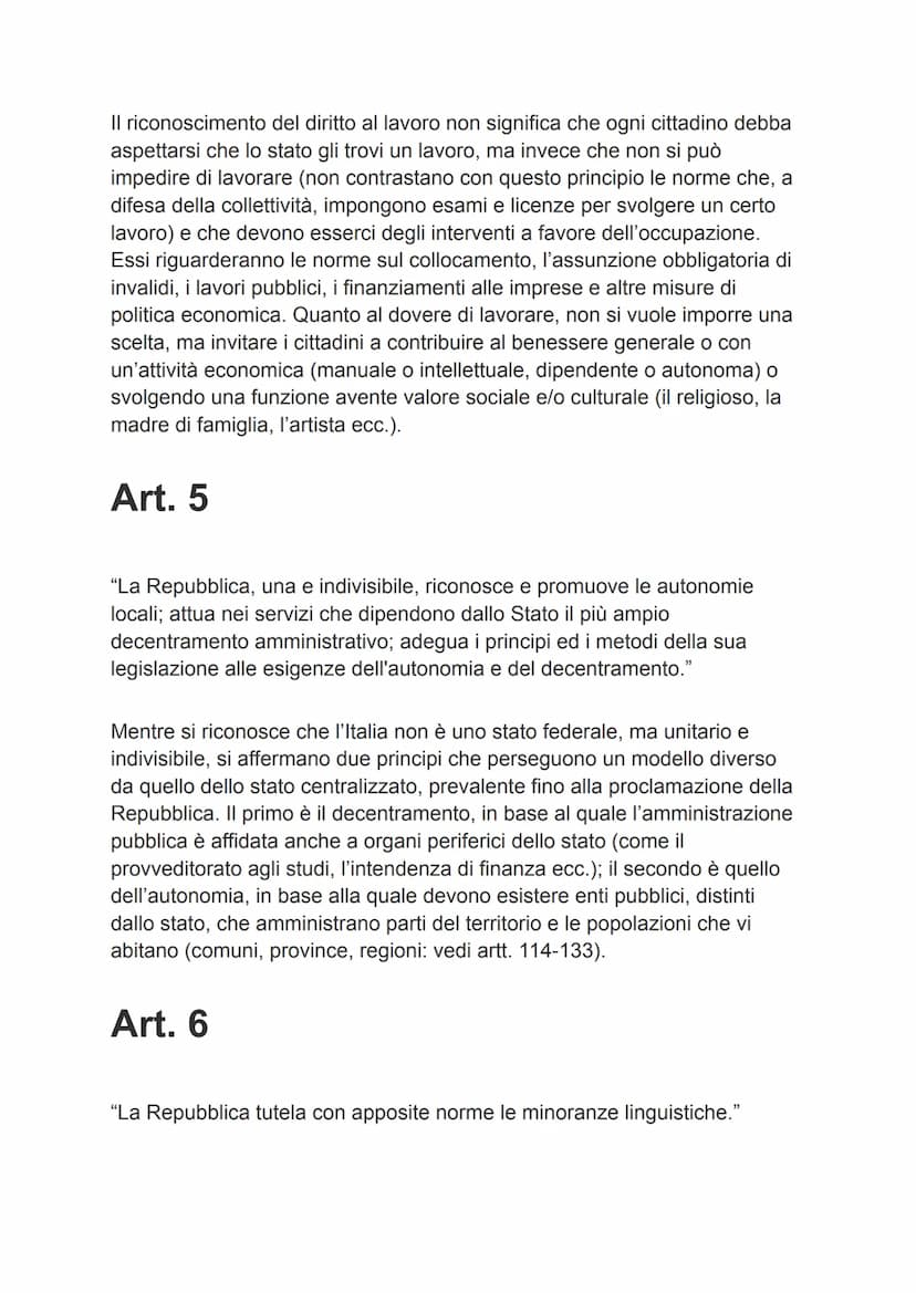 La costituzione
Principi fondamentali
Art. 1
"L'Italia è una Repubblica democratica, fondata sul lavoro.La sovranità
appartiene al popolo, c