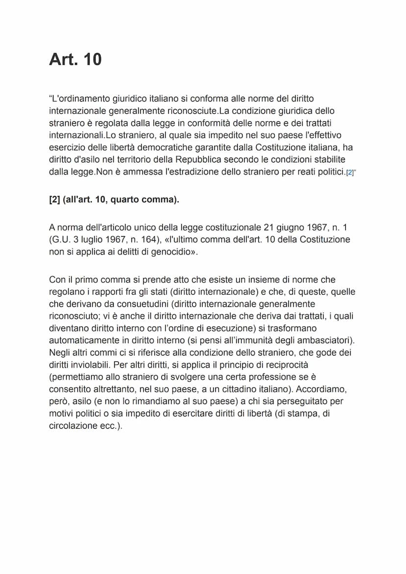 La costituzione
Principi fondamentali
Art. 1
"L'Italia è una Repubblica democratica, fondata sul lavoro.La sovranità
appartiene al popolo, c