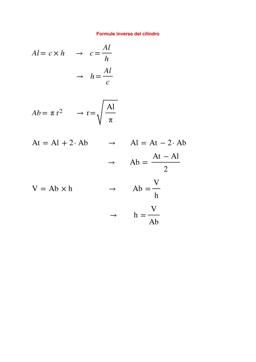 generatriz

eje de giro

base

superficie
lateral

b=c

h

h

A

B
C

base

A=b x h = Al
□

A = r x r x 3,14= Ab
o

At= Al +2x Ab

Prisma

A