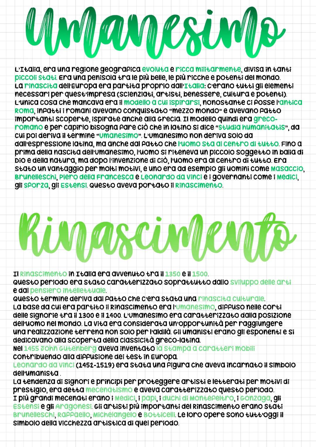 Umanesimo e Rinascimento