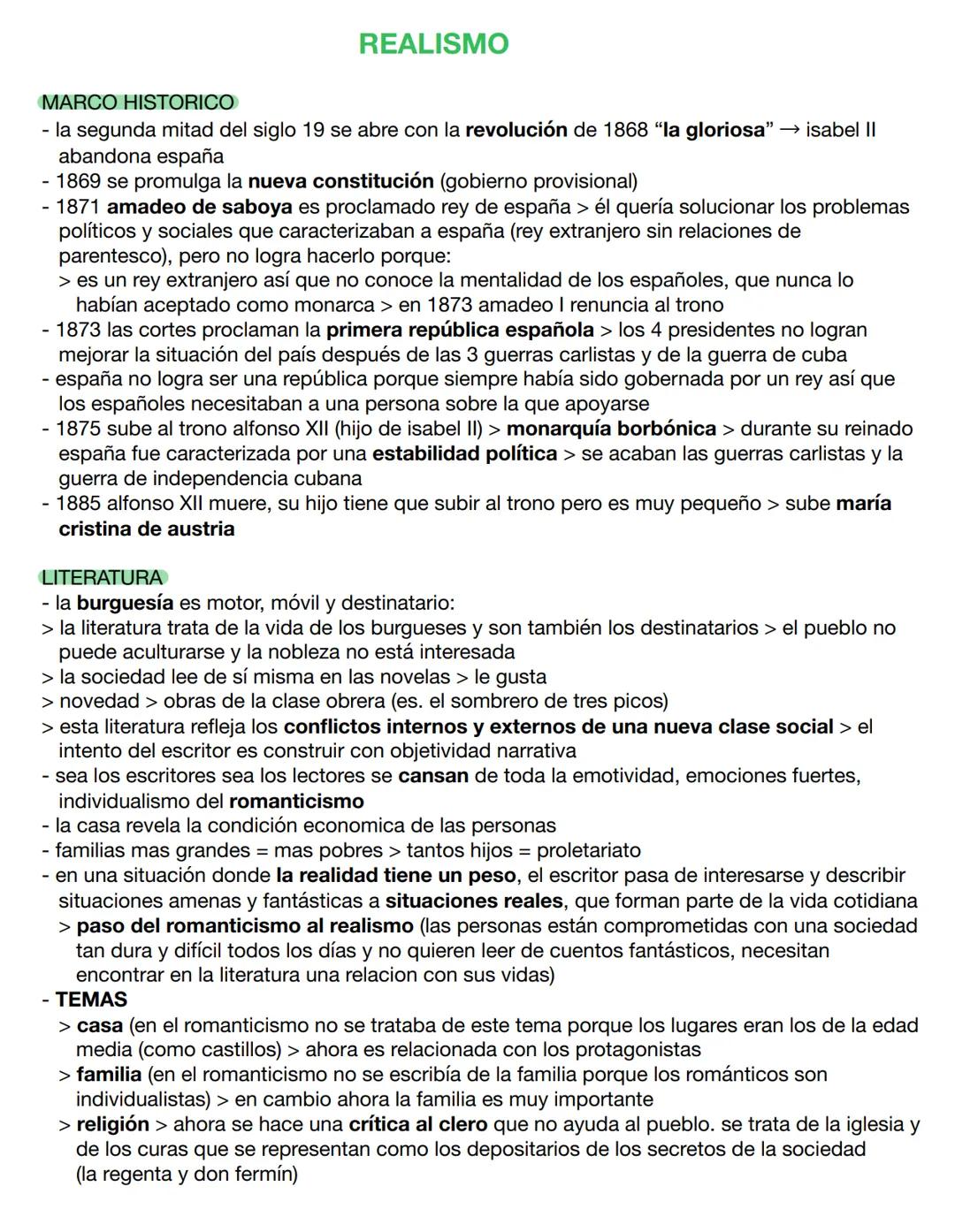  REALISMO
MARCO HISTORICO
- la segunda mitad del siglo 19 se abre con la revolución de 1868 "la gloriosa" →isabel II
abandona españa
- 1869 