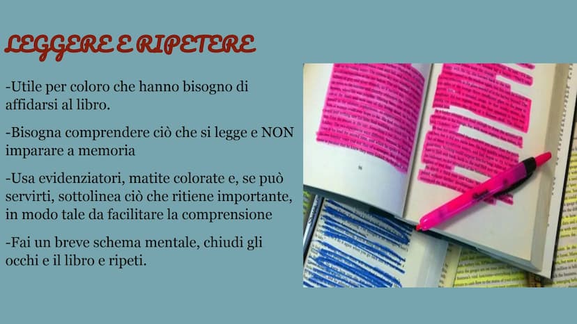 METODO
DI
STUDIO PREMESSA:
-Non esiste un metodo di studio giusto o
sbagliato, perché ognuno di noi comprende e studia a
modo suo.
-Non esis