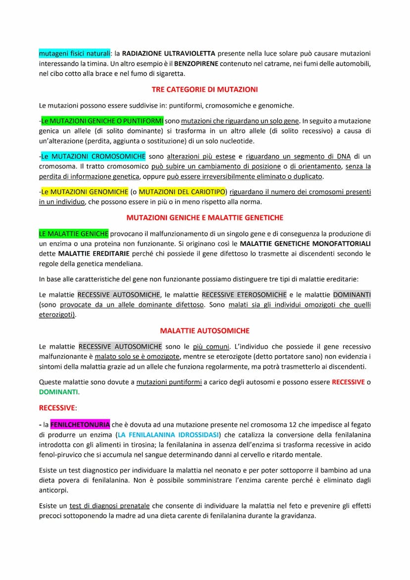 
<p>Le mutazioni genetiche sono variazioni dell'informazione genetica negli organismi pluricellulari, e possono essere di due tipi.</p>
<h2 