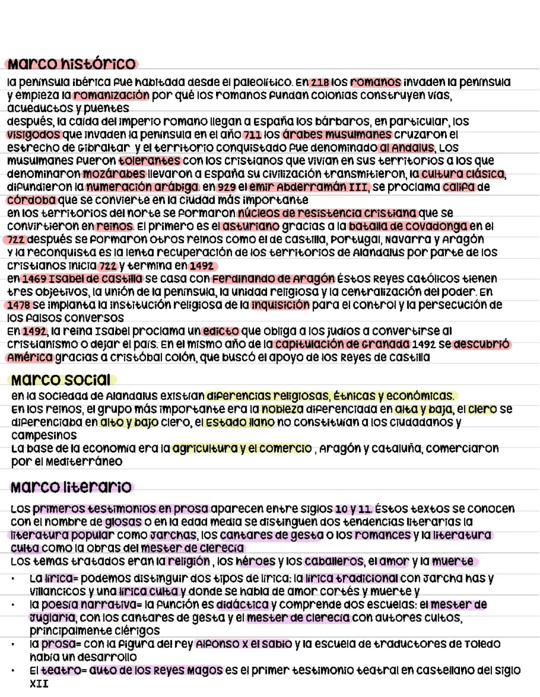letteratura spagnola, edad media