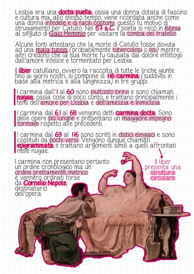 Catullo
Gaio Valerio Catullo fu uno dei massimi
esponenti della poesia lirica latina.
Le sue opere, pur essendo fortemente
Soggettive, non c