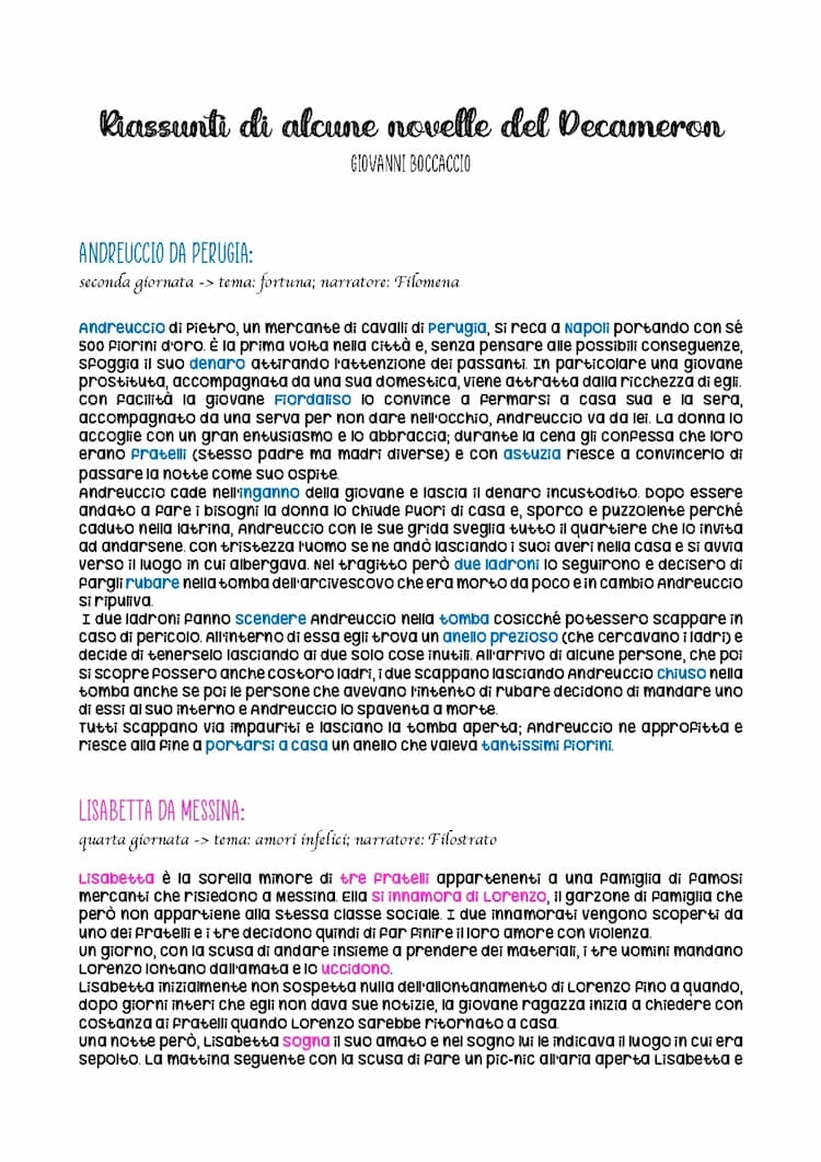 Know Novelle Decameron - Andreuccio da Perugia, Lisabetta da Messina e Federigo degli Alberighi thumbnail