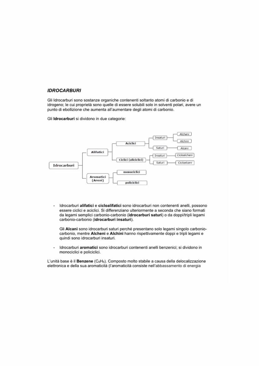 IDROCARBURI
Gli Idrocarburi sono sostanze organiche contenenti soltanto atomi di carbonio e di
idrogeno; le cui proprietà sono quelle di ess