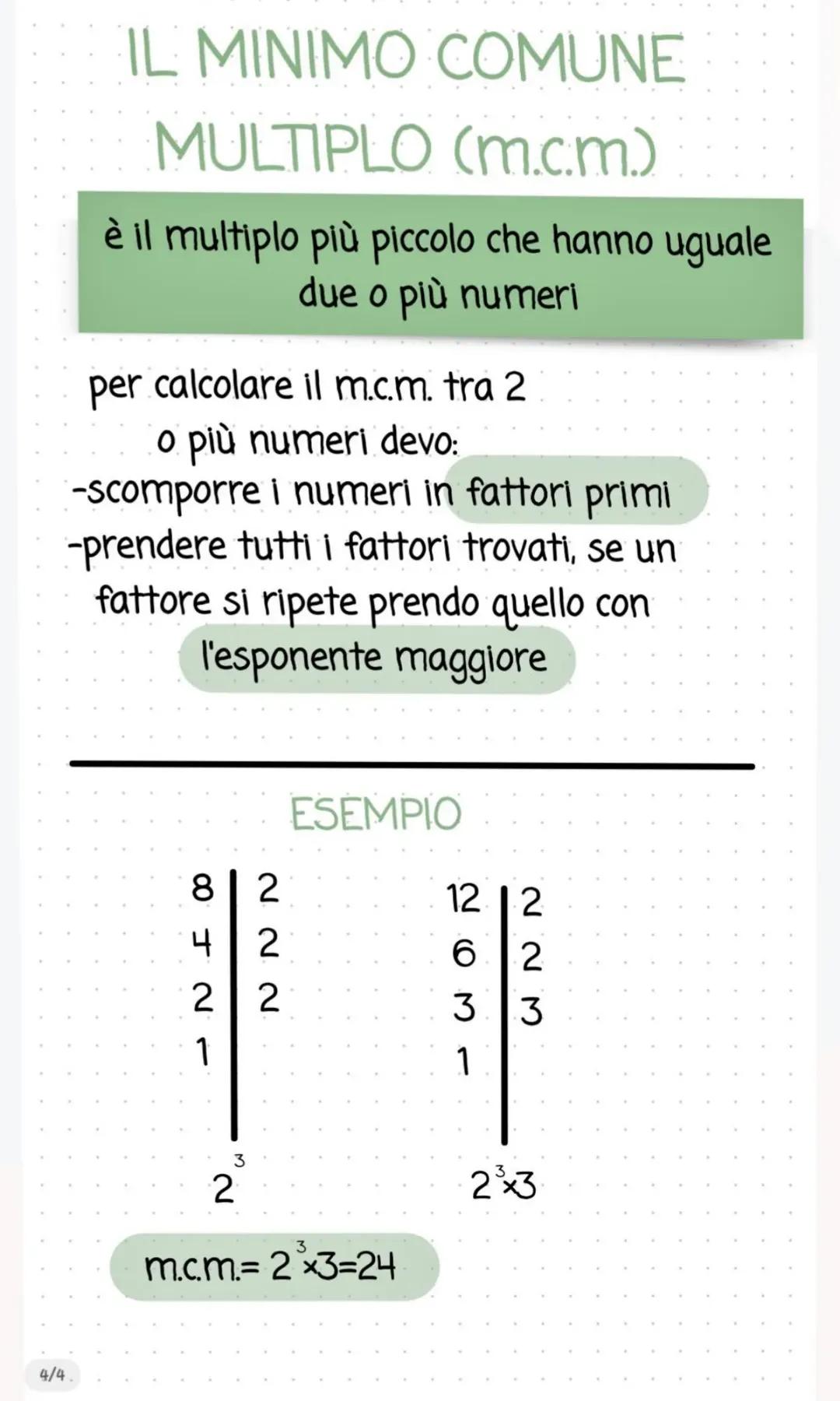 minimo comune multiplo