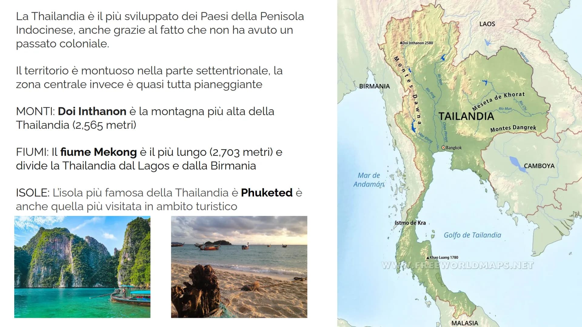 ma
Thailandia
Regno di thailandia
ประเทศไทย? N
Hority.
$
ity Die
THAT
PARTE FISICA
La Thailandia è uno Stato del Sud-est asiatico,
Confina
A