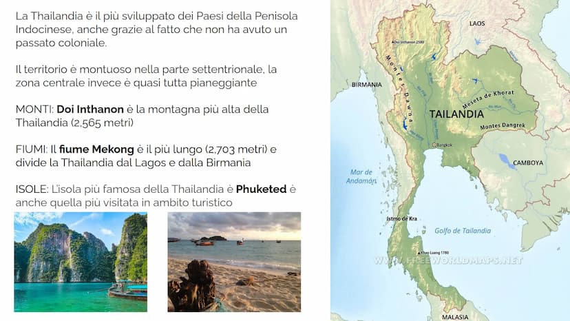 ma
Thailandia
Regno di thailandia
ประเทศไทย? N
Hority.
$
ity Die
THAT
PARTE FISICA
La Thailandia è uno Stato del Sud-est asiatico,
Confina
A