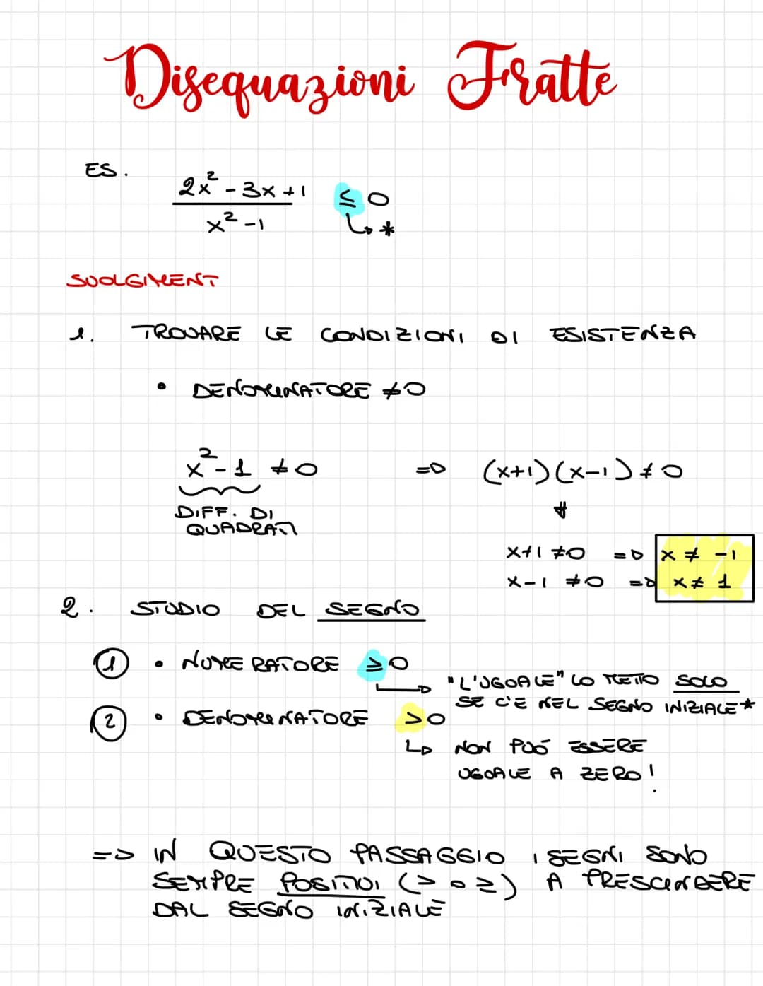 Disequazioni Fratte
2x²-3x+1 So
x²-1
ES
SUOLGIMENT
2.
Ⓒ
2
TROVARE G
2
x²-1
x-1=0
DENDALINATORE #0
DIFF. DI
QUADRATI
ما
CONDIZIONI
NOME RATOR