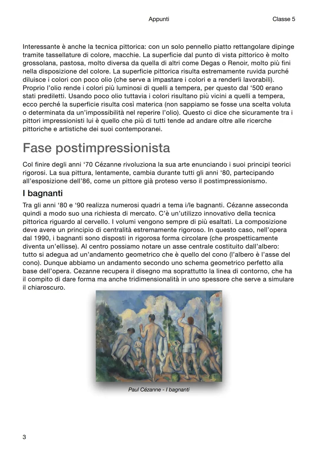Appunti
Storia dell'arte
Paul Cézanne
Classe 5
Introduzione
Paul Cézanne viene annoverato tra i neoimpressionisti perché vuole dare rigore
s