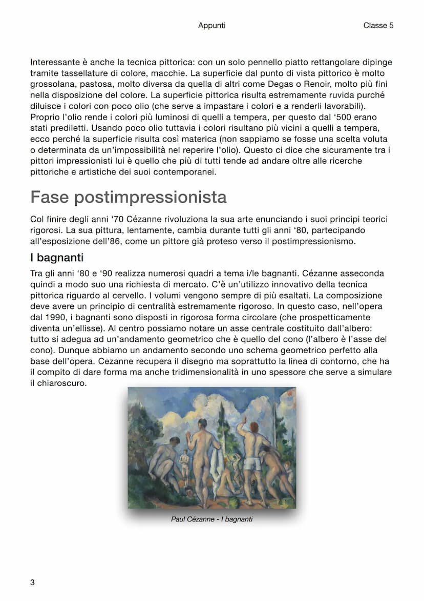 Appunti
Storia dell'arte
Paul Cézanne
Classe 5
Introduzione
Paul Cézanne viene annoverato tra i neoimpressionisti perché vuole dare rigore
s