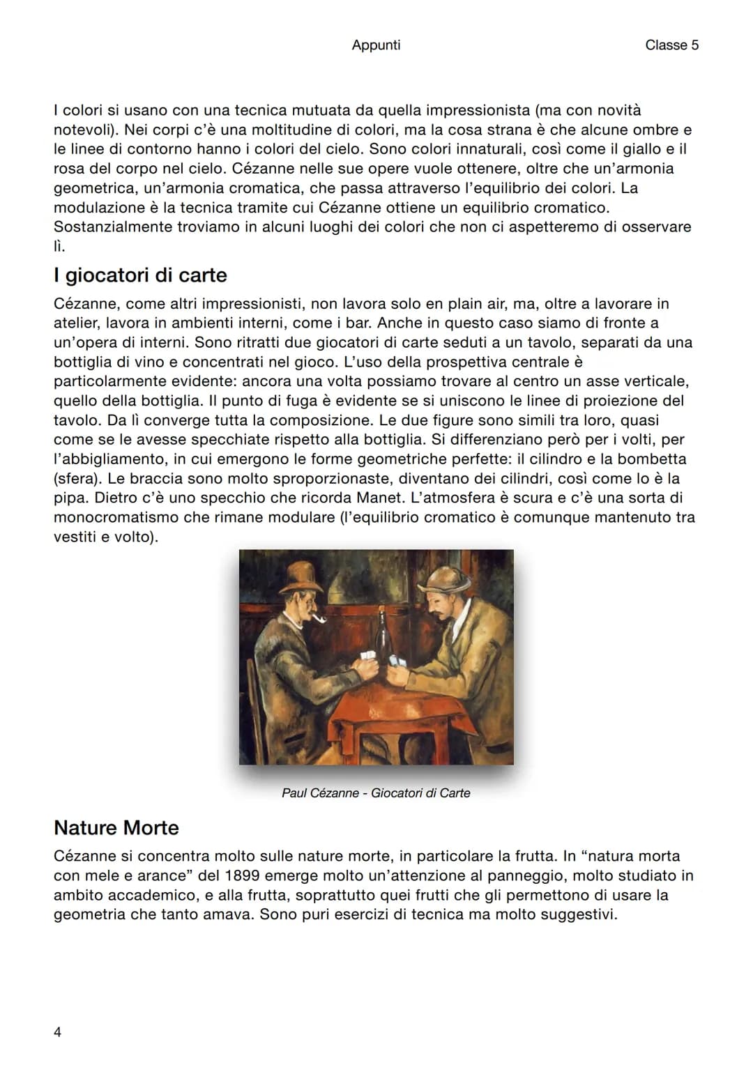 Appunti
Storia dell'arte
Paul Cézanne
Classe 5
Introduzione
Paul Cézanne viene annoverato tra i neoimpressionisti perché vuole dare rigore
s