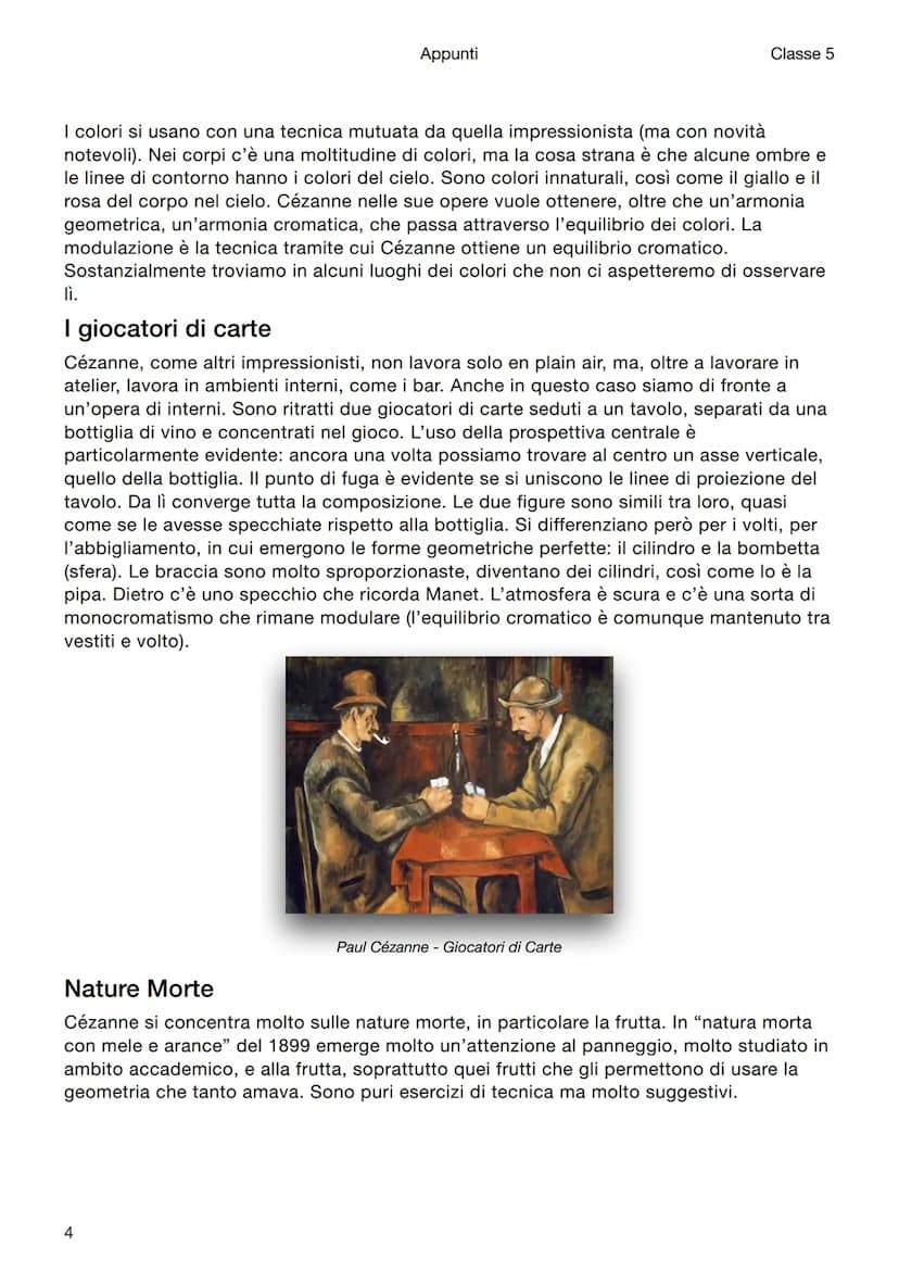 Appunti
Storia dell'arte
Paul Cézanne
Classe 5
Introduzione
Paul Cézanne viene annoverato tra i neoimpressionisti perché vuole dare rigore
s
