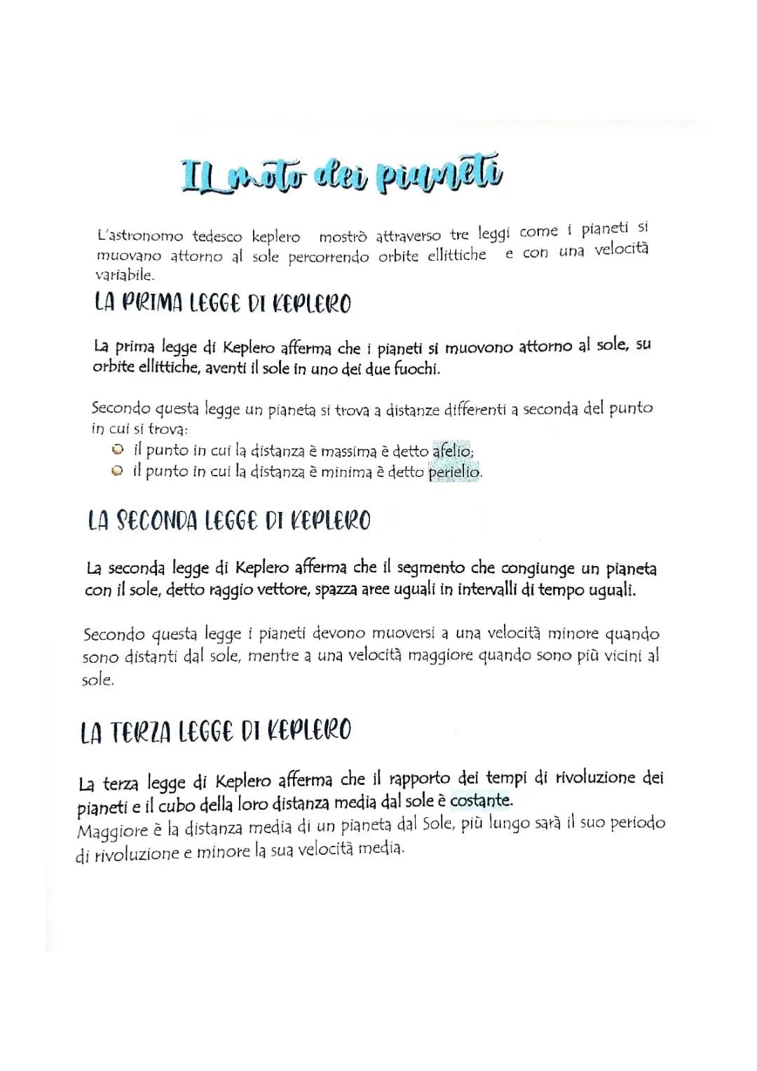 Le leggi di Keplero 