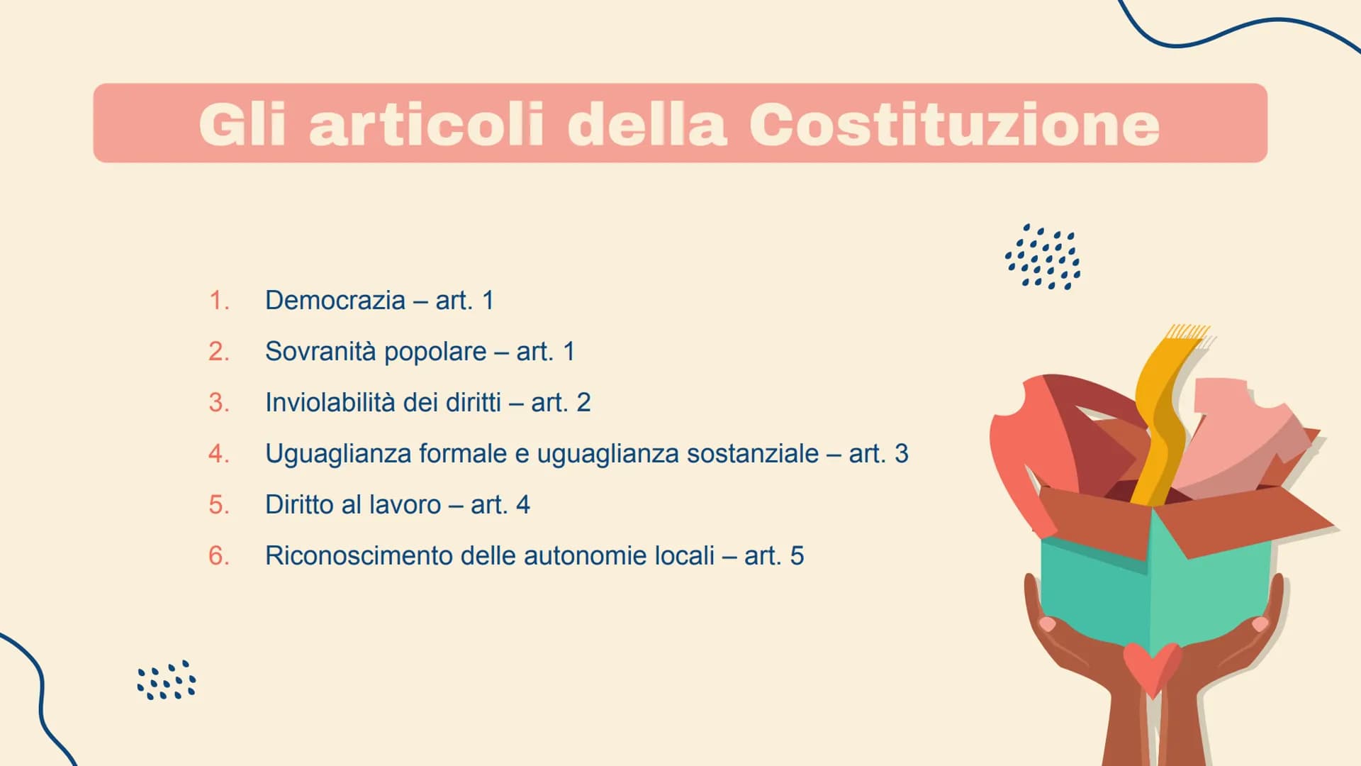 #
Nascita della
Costituzione Italiana
La Costituzione della Repubblica Italiana - cittadinanza.
HE
带 *
1
2
Indice dei contenuti
Cos'è la Cos