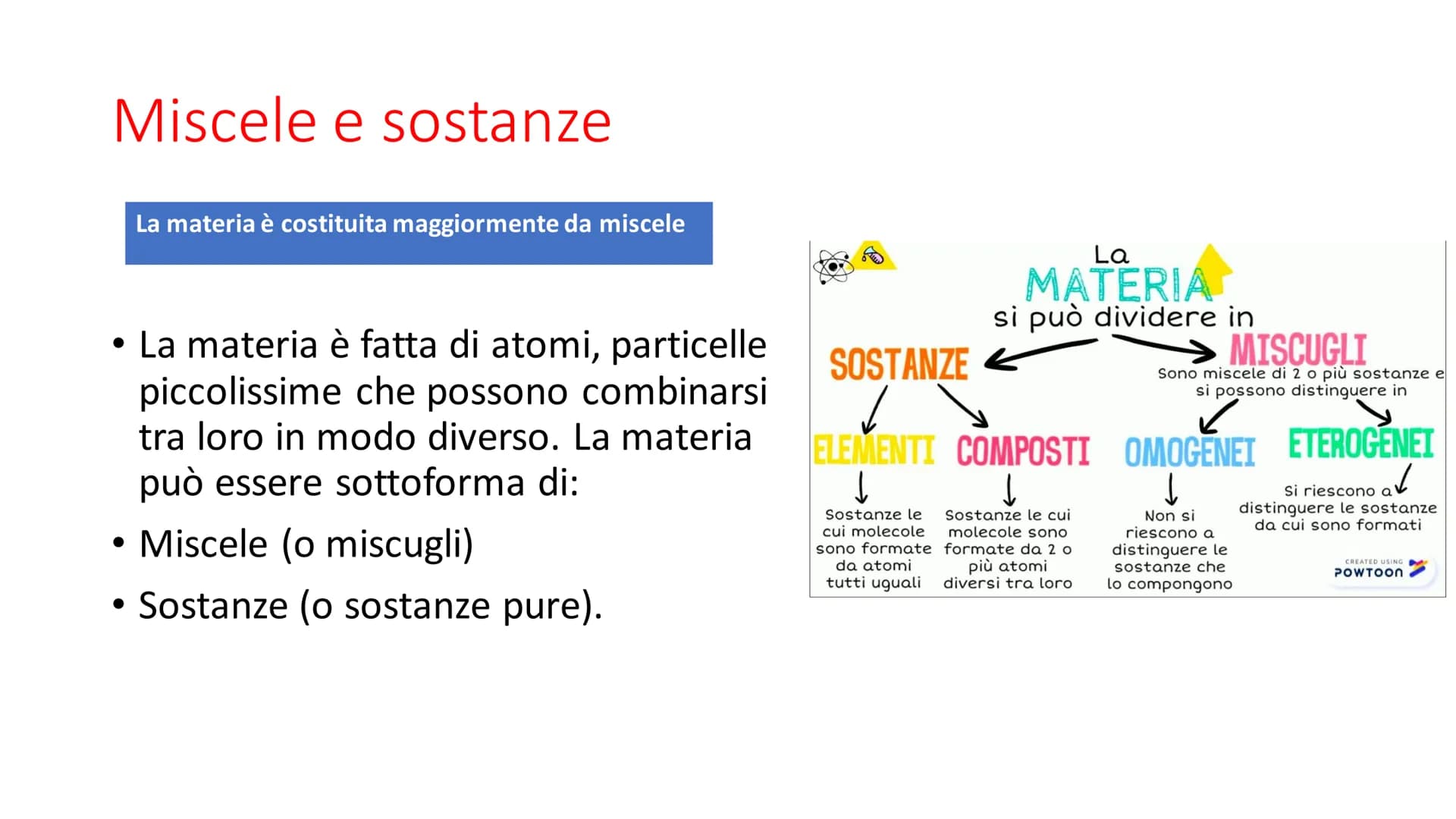 La composizione della
materia
La struttura e la composizione della materia;
Le trasformazioni che la materia subisce;
• L'energia coinvolta 
