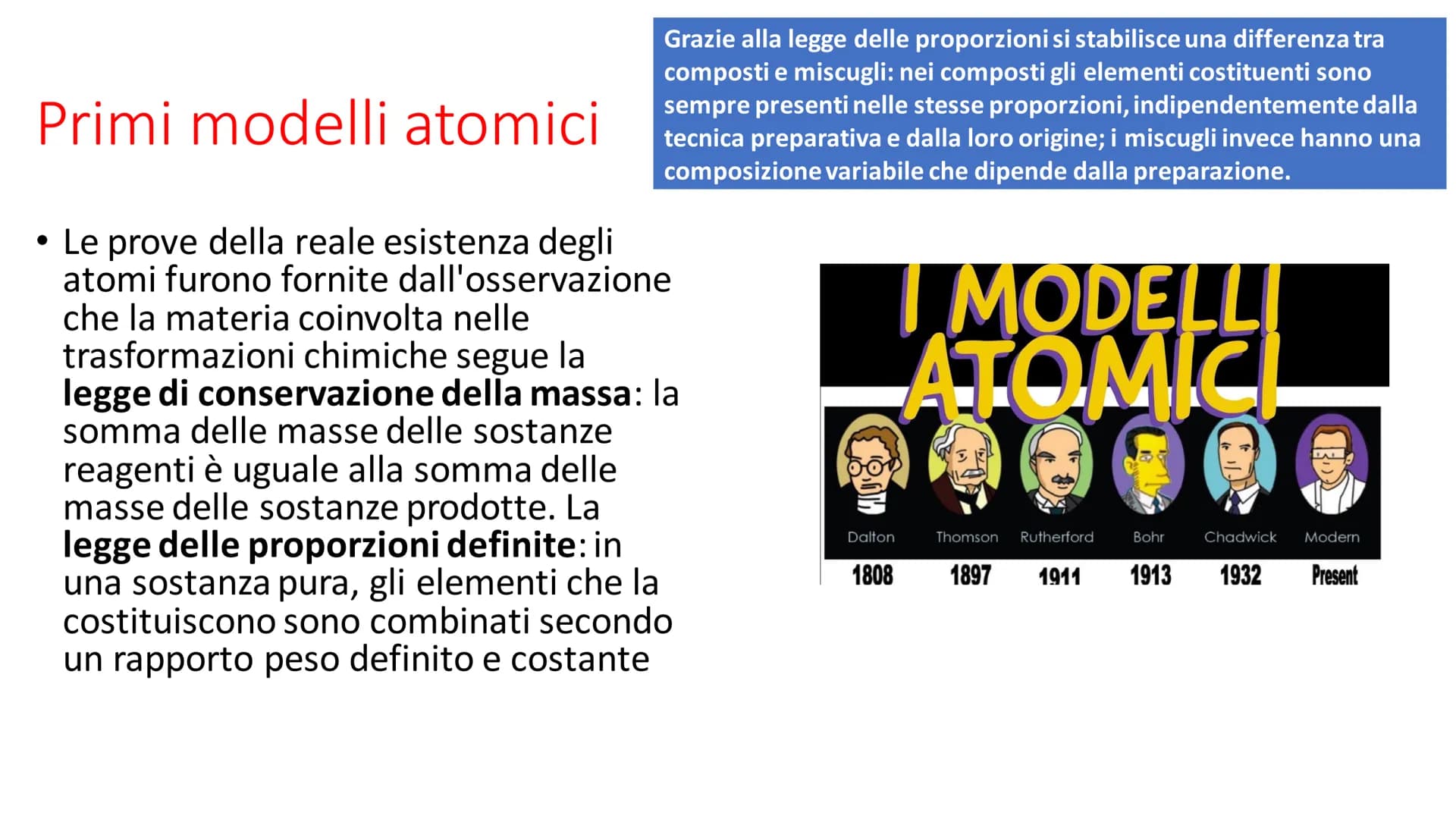 La composizione della
materia
La struttura e la composizione della materia;
Le trasformazioni che la materia subisce;
• L'energia coinvolta 