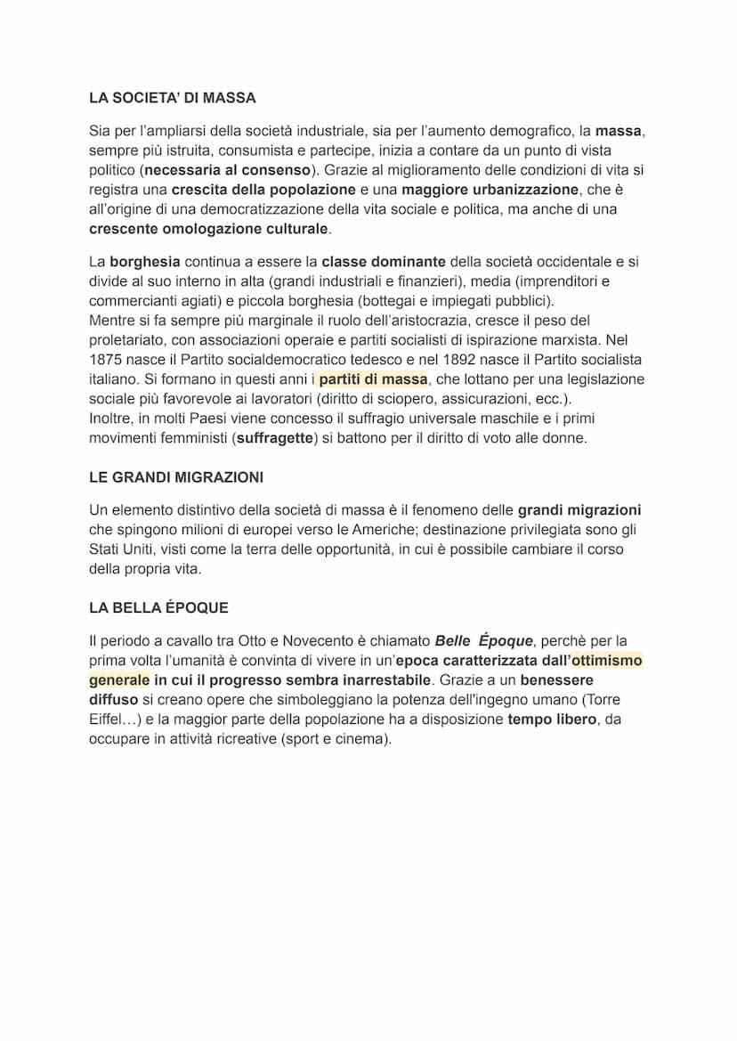 BELLA ÉPOQUE
Il periodo 1870-1914 è quello della Seconda rivoluzione industriale le cui
caratteristiche furono:
l'uso di nuove materie prime