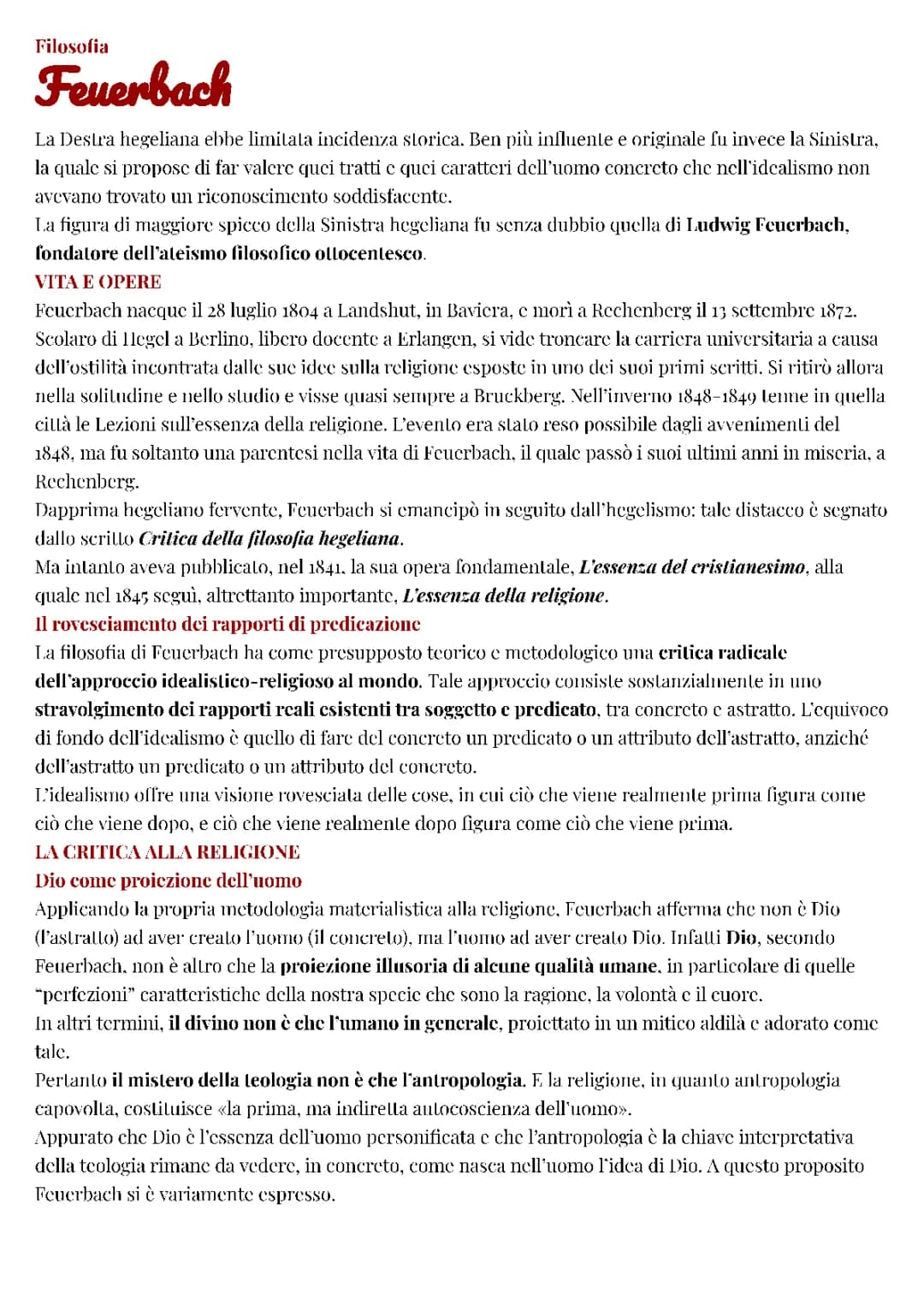 Scopri la Critica di Feuerbach alla Filosofia di Hegel e l'Essenza della Religione