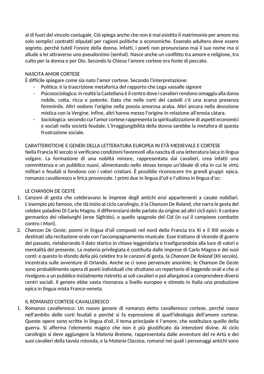 LETTERATURA CORTESE
NASCITA LETTERATURA IN VOLGARE
Nell'alto medioevo, la cultura era monopolio della Chiesa la cui lingua ufficiale era il 