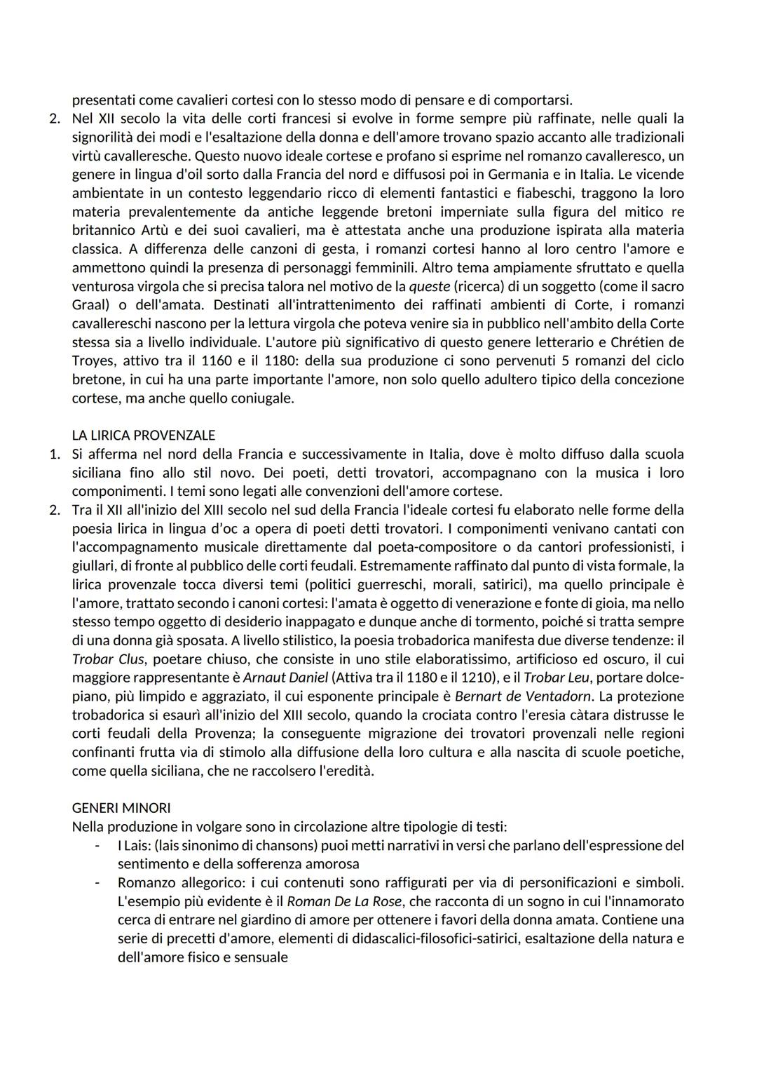 LETTERATURA CORTESE
NASCITA LETTERATURA IN VOLGARE
Nell'alto medioevo, la cultura era monopolio della Chiesa la cui lingua ufficiale era il 