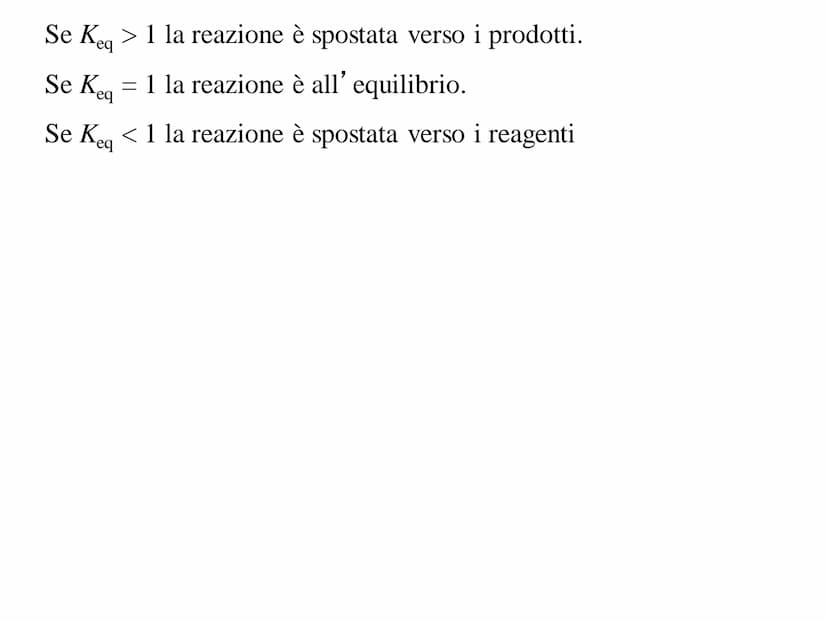 EQUILIBRIO CHIMICO REAZIONI IRREVERSIBILI
A reazione avvenuta, se nel sistema sono presenti solo i prodotti e le
concentrazioni dei reagenti