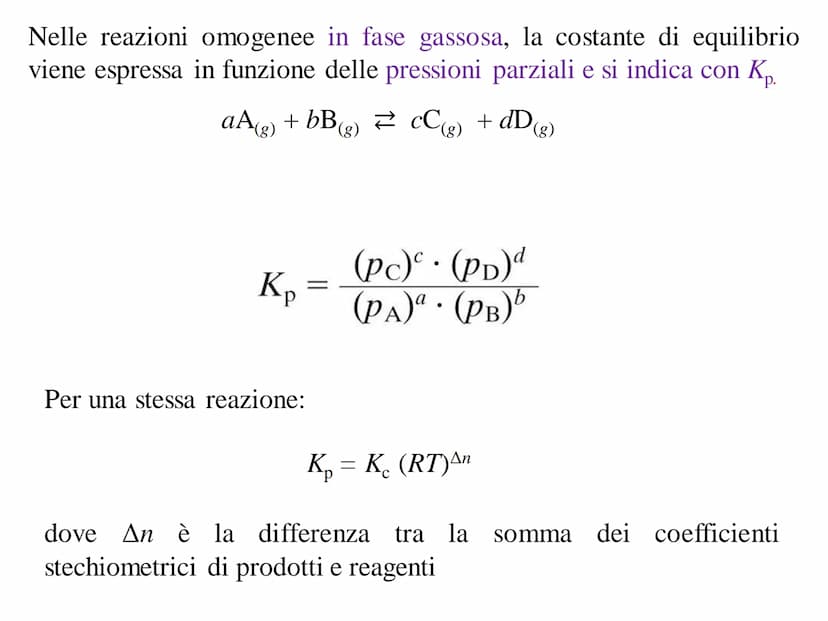EQUILIBRIO CHIMICO REAZIONI IRREVERSIBILI
A reazione avvenuta, se nel sistema sono presenti solo i prodotti e le
concentrazioni dei reagenti