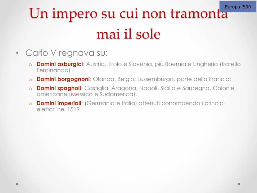 Carlo V
e la ripresa imperiale Le eredità di Carlo V d'Asburgo
Borgogna
Maria
di Borgogna
(†1482)
Asburgo
Massimiliano
I di Asburgo
Imperato