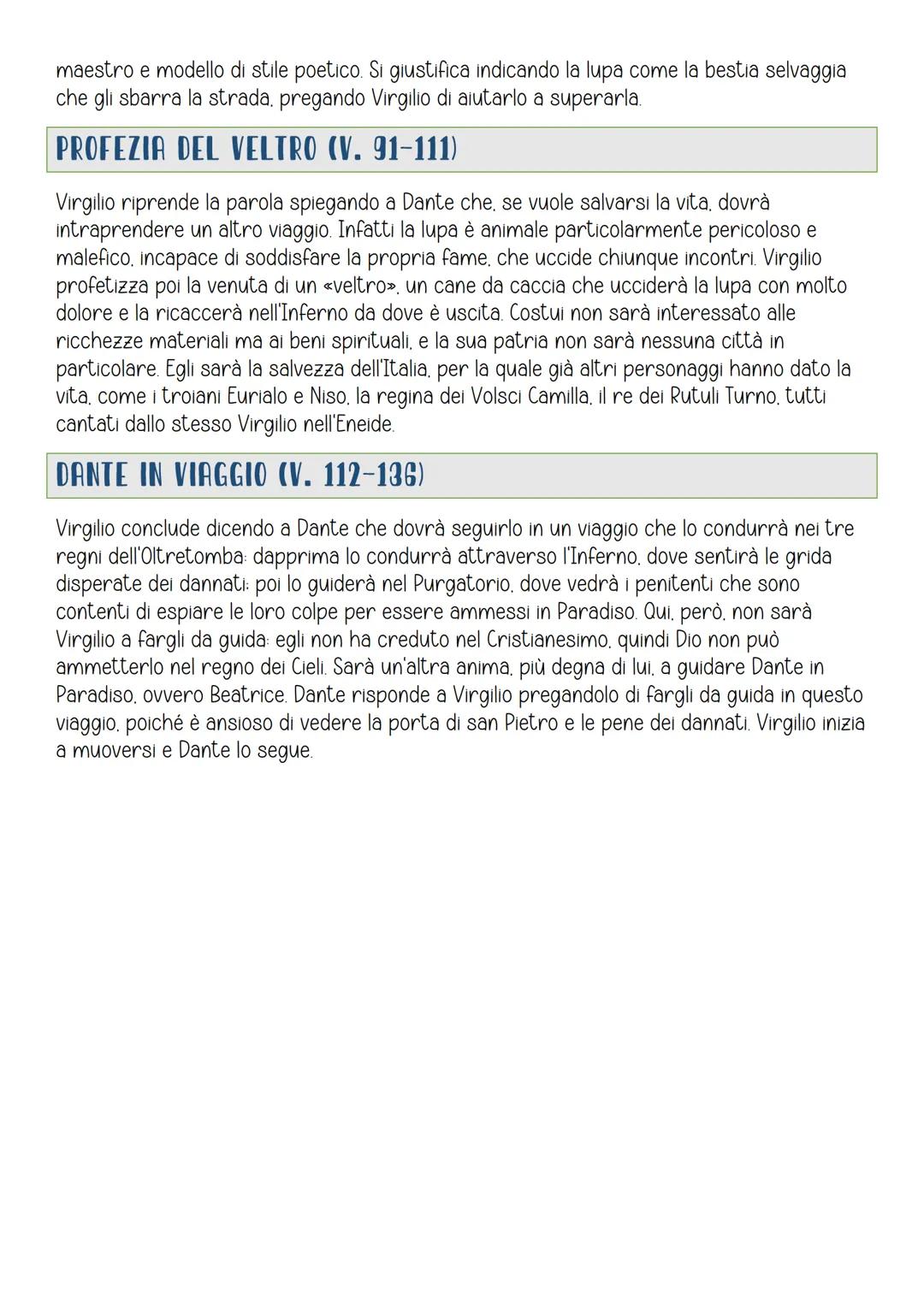 # Canto I

RIASSUNTO

Dante si smarrisce nella selva oscura. Incontra le tre fiere lonza, leone, lupa. Viene
soccorso da Virgilio, che lo gu